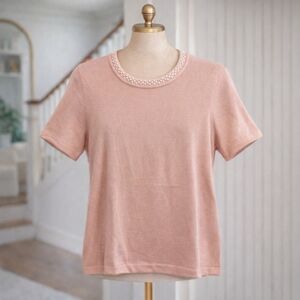 Karl Lagerfeld Short Sleeve Sweater Pink/Coral Sz Large